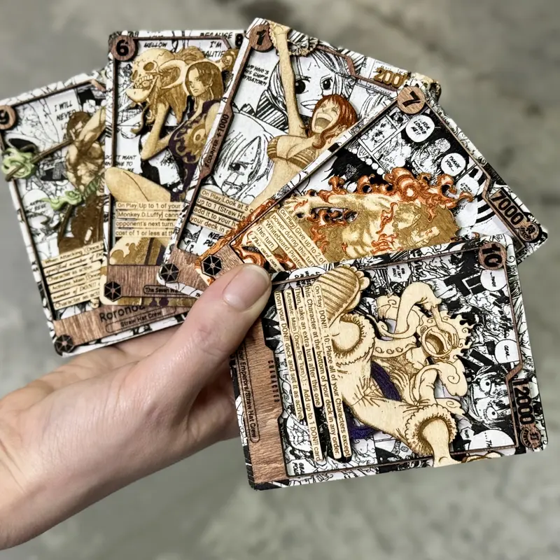 3D Wooden Anime Trading Card Replica Laser Cut Multi-Layered Manga Rare Collector Pirate Fan Art TCG DON!! Gift for Anime Enthusiasts