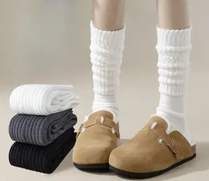 6 Pairs Slouch Socks Scrunch Socks Cotton Knit Boot Socks Soft Long Socks Winter Stacked Socks for Women，2 pairs2 pairs gray, 2 pairs white