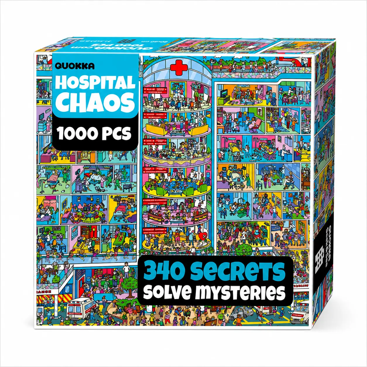 QUOKKA 1000-Piece Mystery Puzzles for Adults - Hospital Chaos with 340 Secrets and 2 Envelopes for Adult and Teen Puzzle Fans