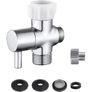 Bidet T Adapter With Shut off Valve,3 Way T Valve for Bidet, Brass T Adapter for Handheld Toilet, 7/8"x7/8"x1/2" or 3/8"