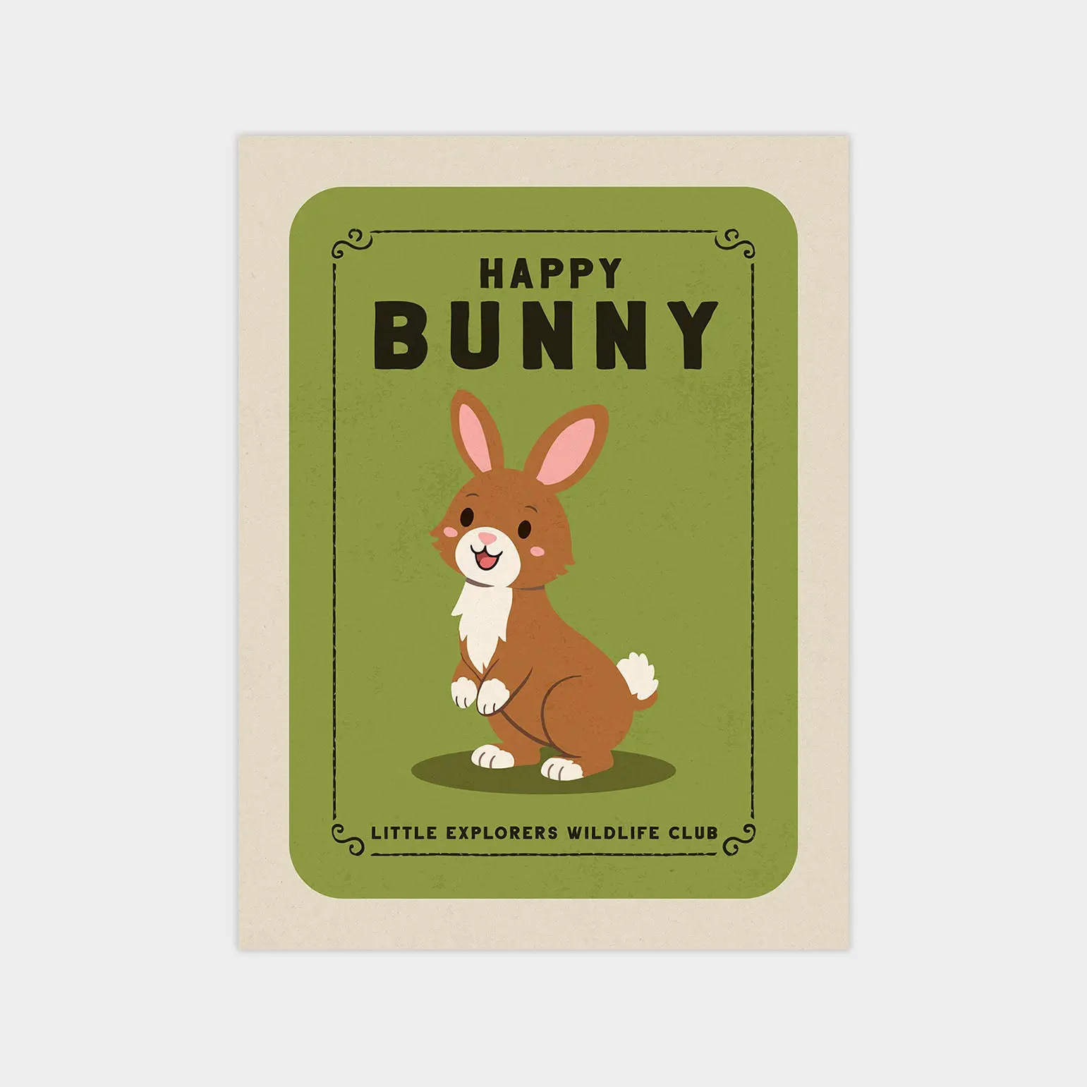 Happy Bunny - Vintage Nursery Poster