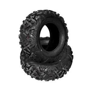 New Upgraded 2pcs AT25X10-12 Set of 2 25X10-12 Rear ATV Tires 25x10x12 6 Ply Tubeless All Terrain Sand Snow Rock Mud Trail Tires, Knobby Tread Design for Superior Grip and Durability