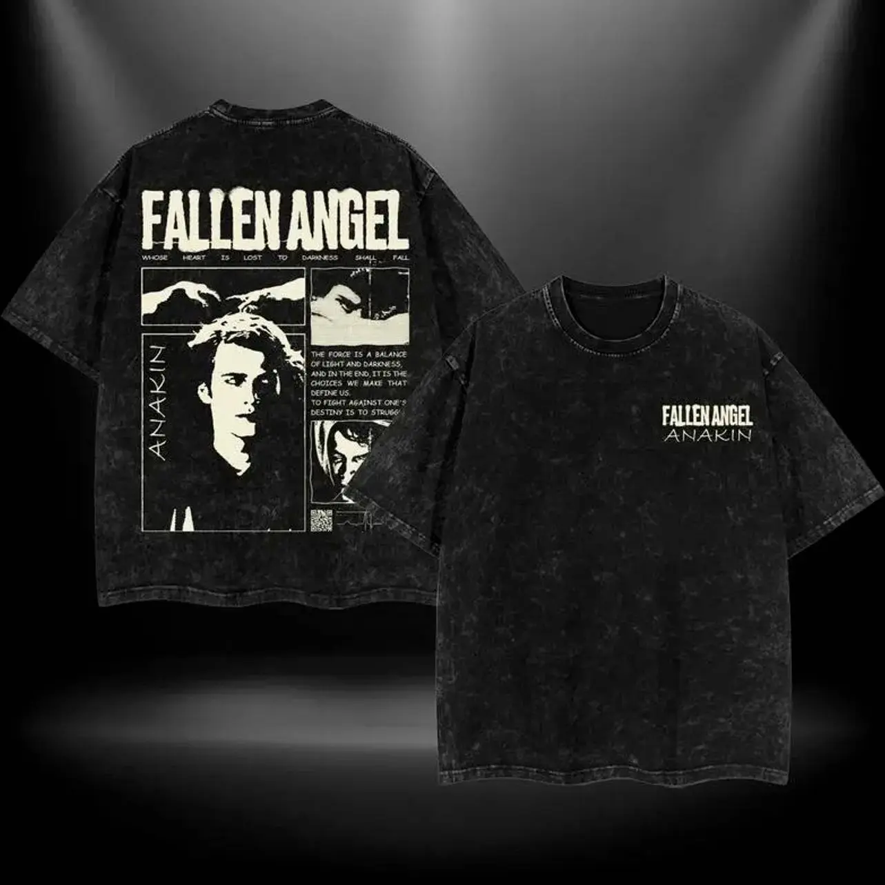 Anakin Fallen Angel Tshirt Sweater Hoodie Double Printed Oversize Lightweight Acid Washed Tee TV Show Graphic Top Cotton Gift T-Shirt For Comic Lover, Gift T-Shirt For Movie Lover 0SF