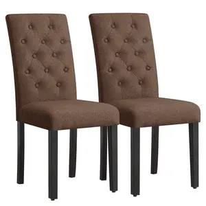 SUBRTEX Home Linen Kitchen Table Set of 2 Upholstered Armless Modern Chairs for Dining, Restaurant and Living Room