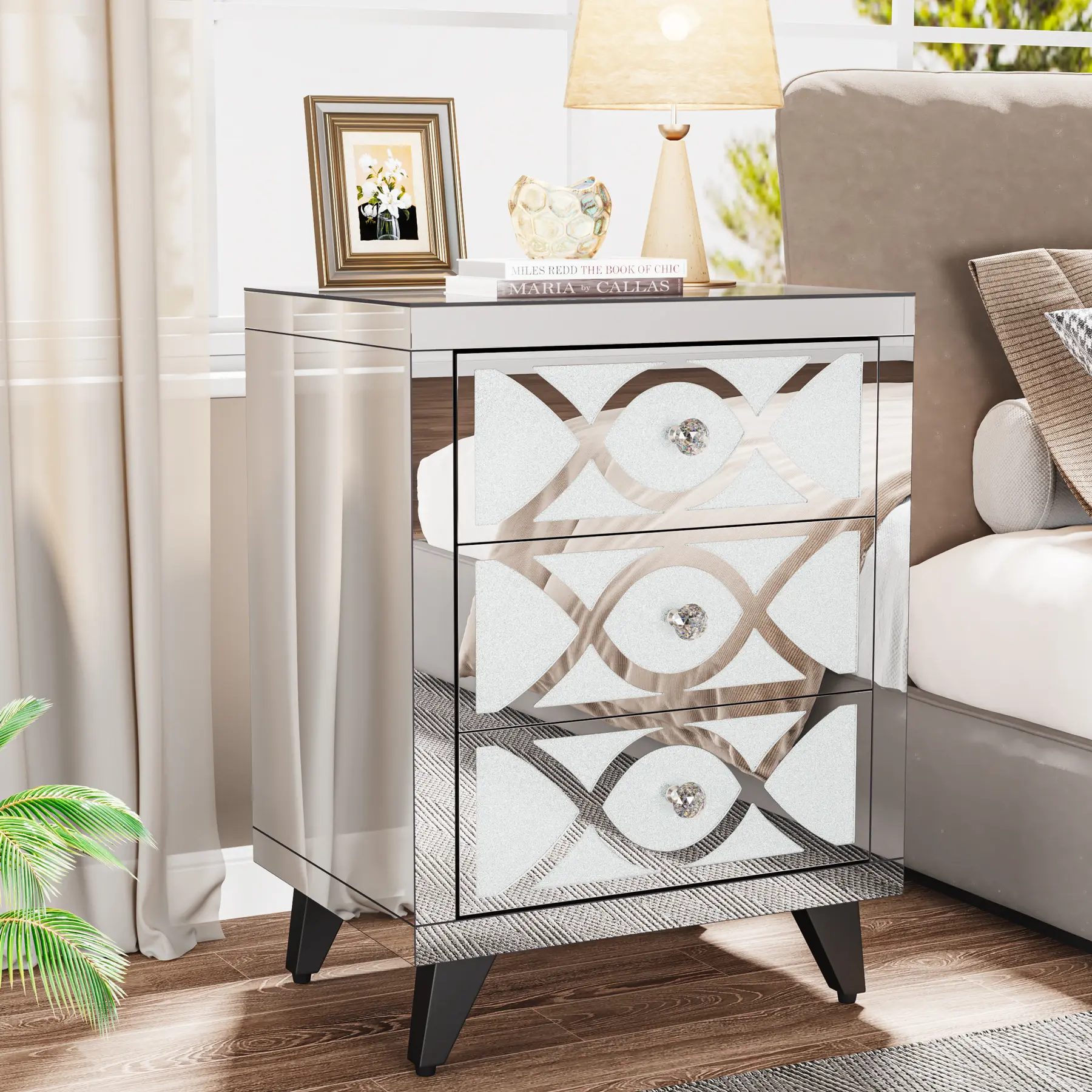 Mirrored  Nightstand (23")