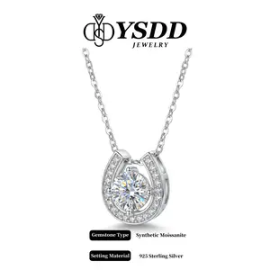 【6.13 Livestream-12】1CT Horseshoe Necklace vvs Synthetic Moissanite Necklace in 925 Sterling Silver