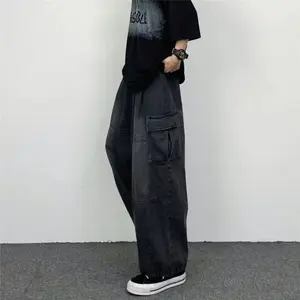 Static Cuff k Gray Parachute Cargo Pants Men Loose Fit Drawstring Hem Streetwear Trousers