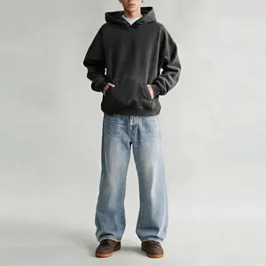 NELEUS Men's Gradient Light Blue Baggy Jeans Loose Wide Straight Leg Denim Pants Casual Streetwear Plain Washed Baggy Trousers Menswear