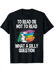 to Read Or Not to Read Book Lover T-Shirt - Funny Shakespeare Quote & Book Stack Graphic, Soft Breathable Cotton Crew Neck Tee, Unisex Casual Reading Gift for Avid Readers, Machine Washable Black Shirt with White Print, Literary Apparel, Vintage Style Tee