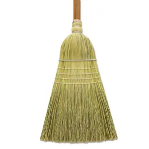 212 MAIN Wire-Wrapped Wooden Corn & Fiber Warehouse Brooms - 60 in, Gray & Natural, Work Tools for Warehouse Cleaning, 6 Per Carton