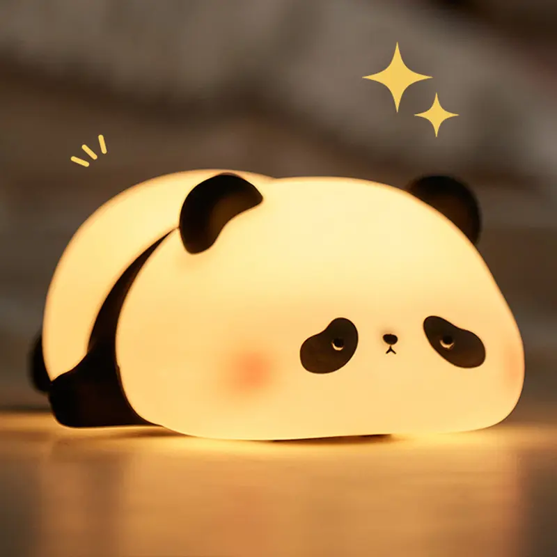 Kawaii Panda Night Light,Dimmable Silicone Animal Nursery Night Light,Adorable Rechargeable Squishy Novelty Bedside Touch Lamp,Baby Room Decor, Pink Night Light for Kids Teens Girls Lovers