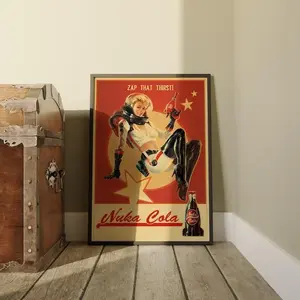 Fallout Game Poster, Nuka Cola Wall Art, Kraft Paper Print, Gaming Room Decor, Video Game Poster