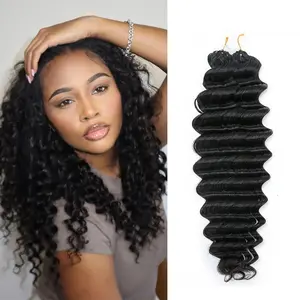 Human Crochet Hair for Black Women Deep wave Crochet Human Hair Bundles 100g Pre-Separated Feather Crochet Human Hair Deep Wavy Invisible Crochet Hair