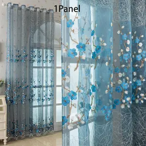 European Style Embroidered Floral Transparent Curtains, Window Curtain, Ring Design, Luxurious Atmosphere, Suitable for Living Room, Bedroom, Balcony