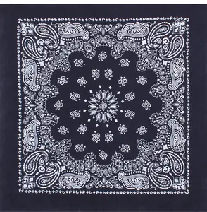 Navy Blue - Trainmen Paisley Bandana, 100% Cotton, 22" x 22"