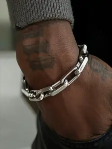1 Piece of Hip-hop Street Style Stainless Steel Chain Non Fading Bracelet for Men, Trendy Bangle, Trendy and Personalized Party Casual Daily Versatile Bracelet, Casual Trendy Jewelry, Fashionable Bracelet Style