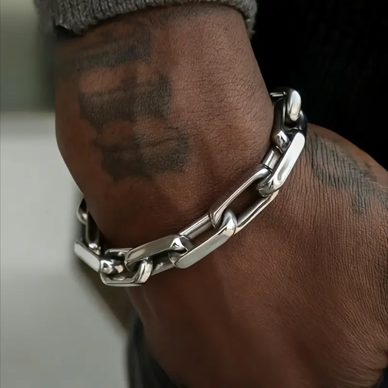1 Piece of Hip-hop Street Style Stainless Steel Chain Non Fading Bracelet for Men, Trendy Bangle, Trendy and Personalized Party Casual Daily Versatile Bracelet, Casual Trendy Jewelry, Fashionable Bracelet Style, Bracelets Jewelry
