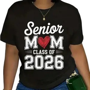 Senior Mom Class of 2026 Proud Parent Graduation Unisex T-Shirt – 100% Cotton, Soft & Comfortable, Everyday Wear, US Size