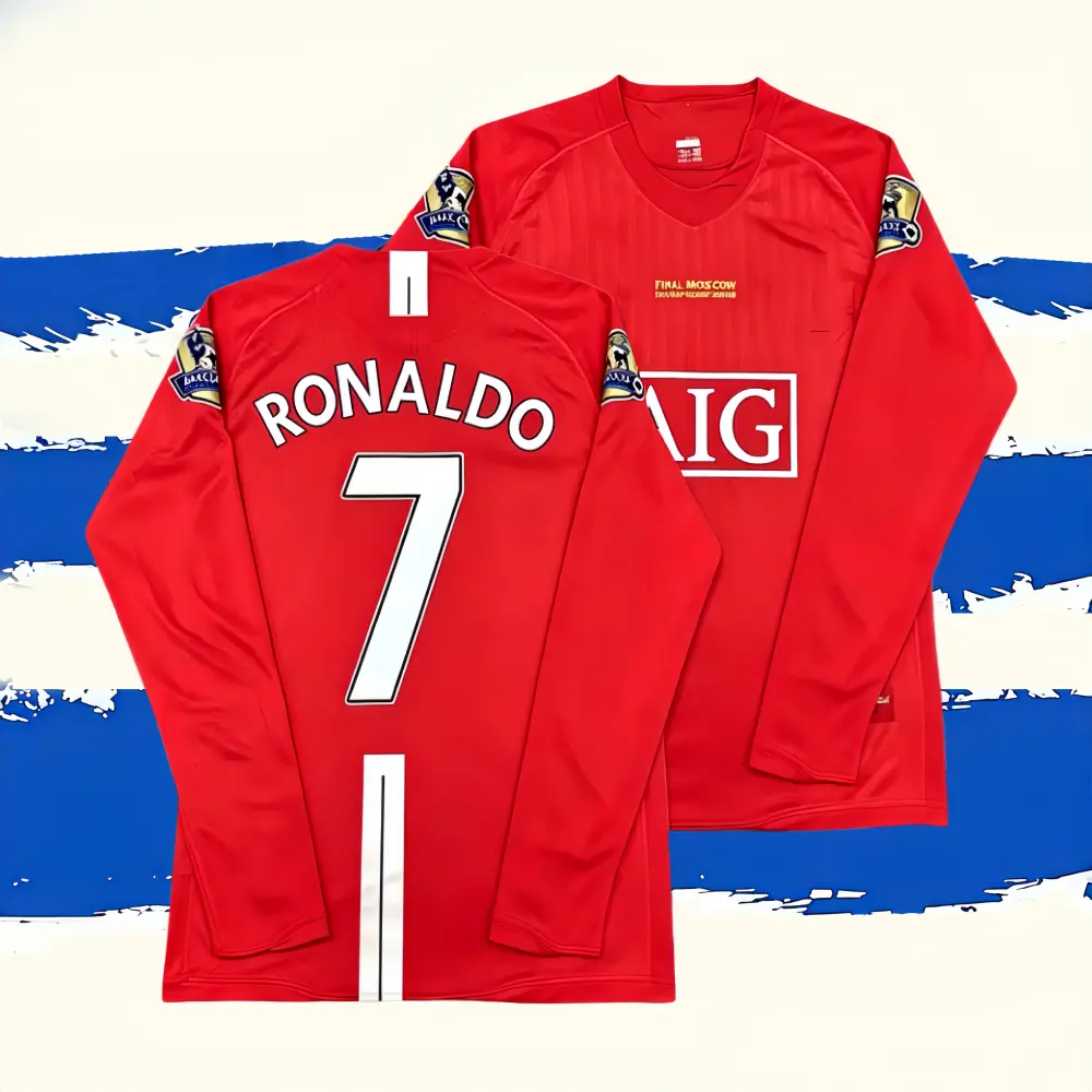 07-09 Home and Away Retro LongSleeve No.7 Ronaldo Soccer Jersey