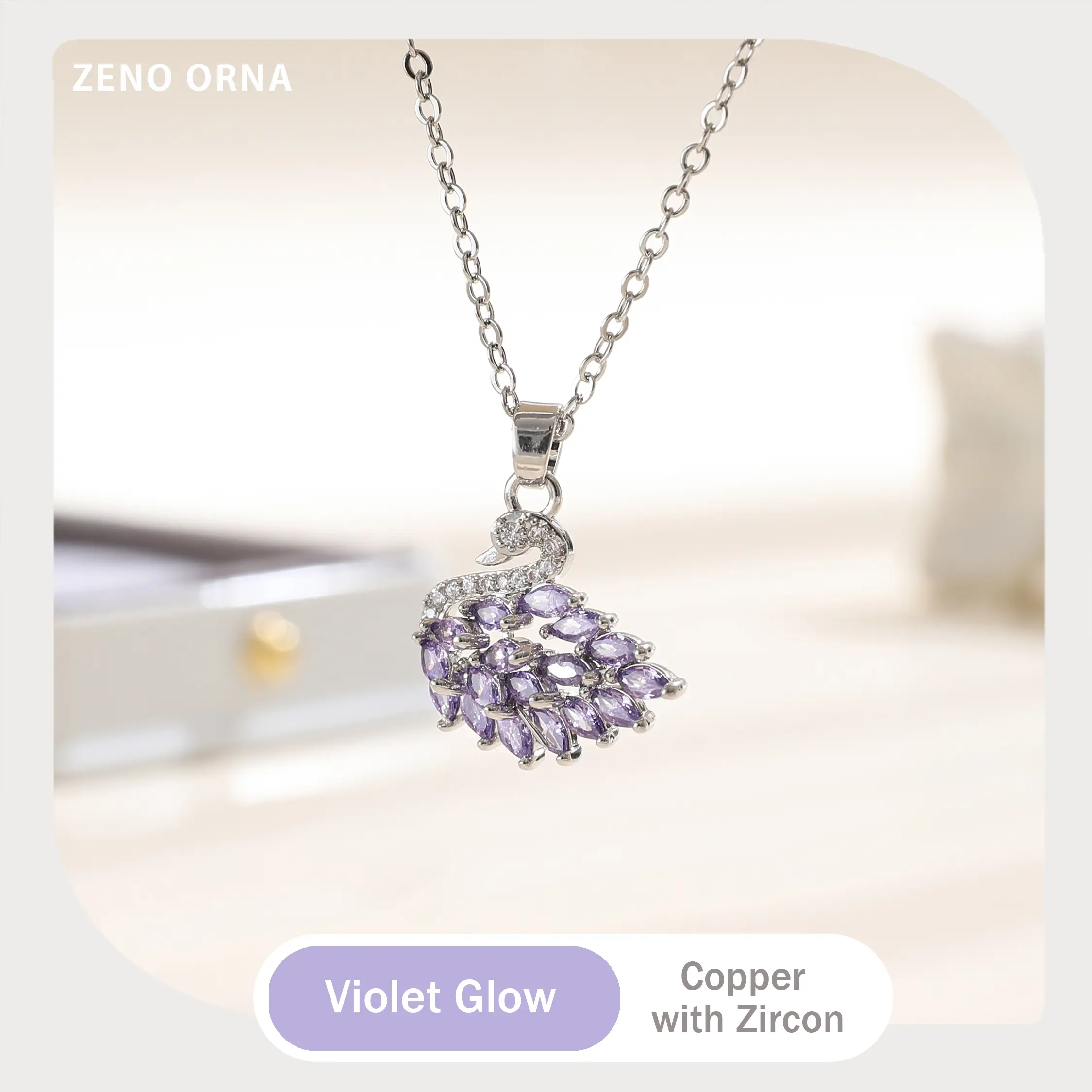 Sparkling luxurious swan necklace with zirconia—light luxury jewelry for evening events, dates, and birthdays