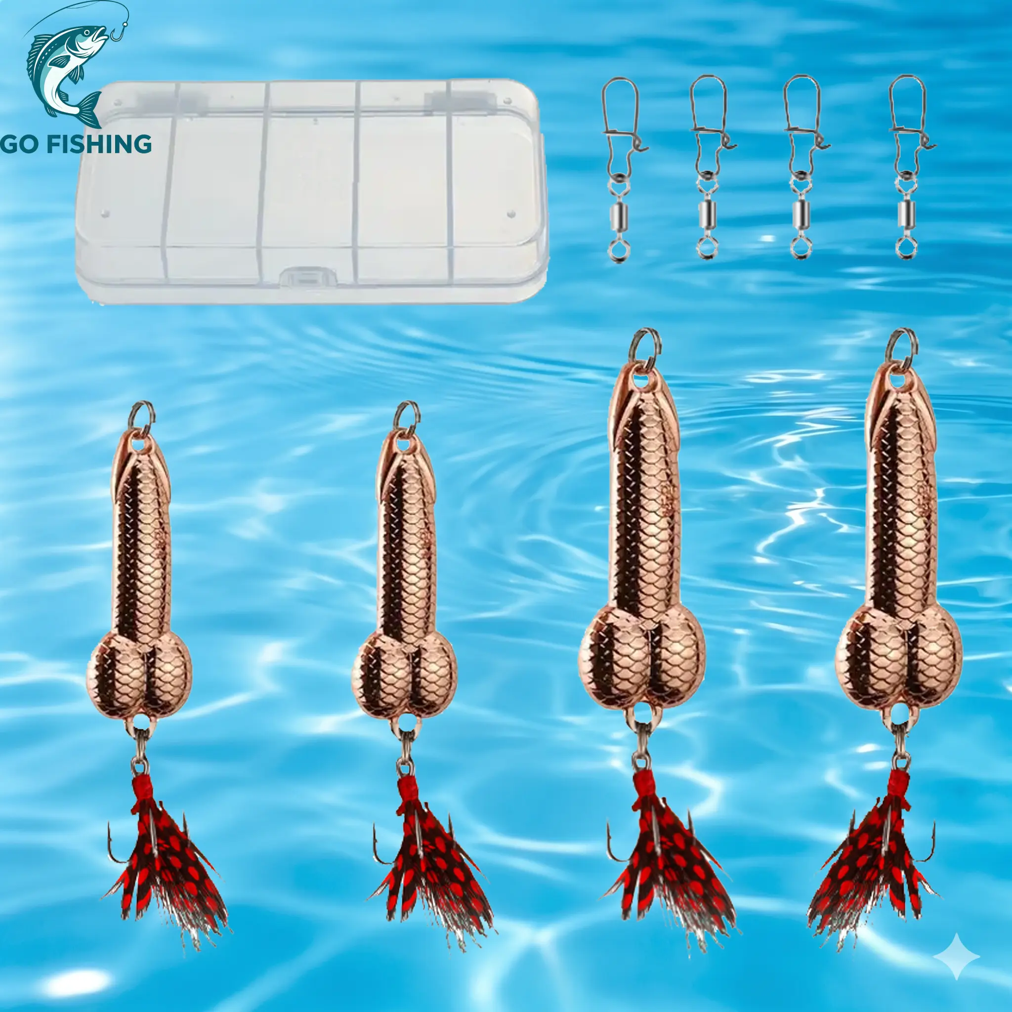 4Pcs Funny Shape Metal Spoon Lures Set - Hilarious Gag Fishing Gift for Men, Reflective Hard Crankbaits with Treble Hooks, Novelty Jig Spinner Bait for Bass, Trout, Prank Tackle Box Set
