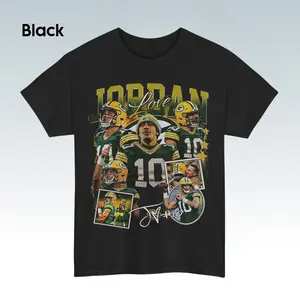 Vintage 90s Style Jordan Love T-Shirt, Jordan Love Shirt, American Football Bootleg Tee, Football Shirt, Game Day T-Shirt, Unisex, Fan Gift, Men's Graphic Round Neck T-shirt