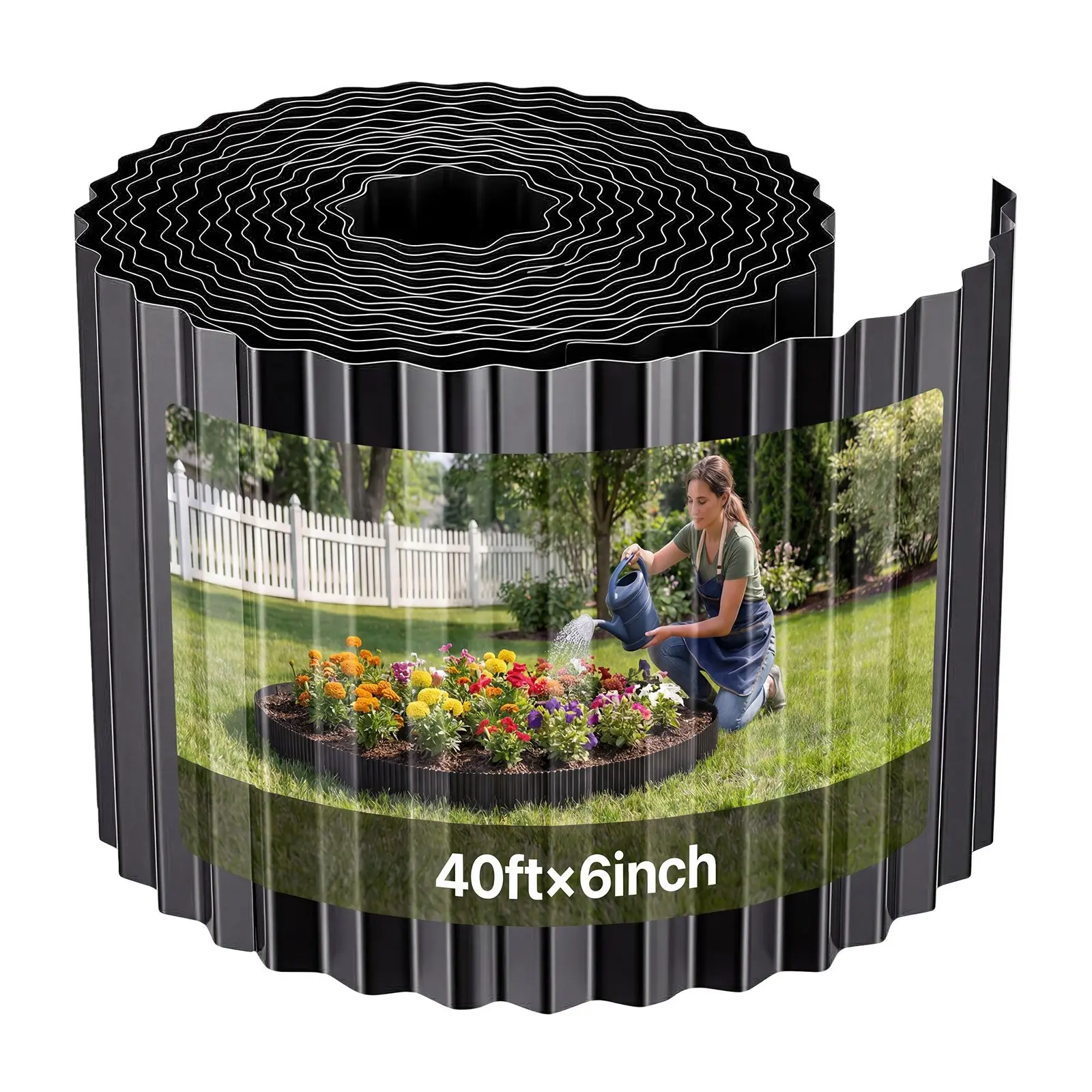 【DealsForYouDays】VEVOR Galvanized Steel Landscape Edging, 40 ftx 6 in Metal Edging for Landscaping with Gloves, Easy-to-Install Bendable Metal Strips, Heavy Duty Metal Garden Edge Border for Flower Bed, Yard Pathway