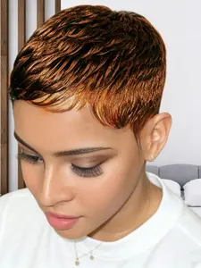 Short Curly Pixie Cut Wigs with Bangs Human Hair for Women Pixie Wig Short Layered Wigs For Women
