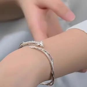 Luxury Retro Dragon-shaped Bracelet - Adjustable Bracelet, Zodiac Year Of Dragon Jewelry, Handmade, Daily Wear, Party, Birthday Gift