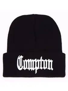 2025 Fashion Borderless Hat Compton Embroidered Knitted Hat Autumn and Winter Leisure Sports Windproof Warm Hat Outdoor Daily Commuting Bean Hat Street Hip Hop Hat Unisex Skull Hat, Beanie Fitted