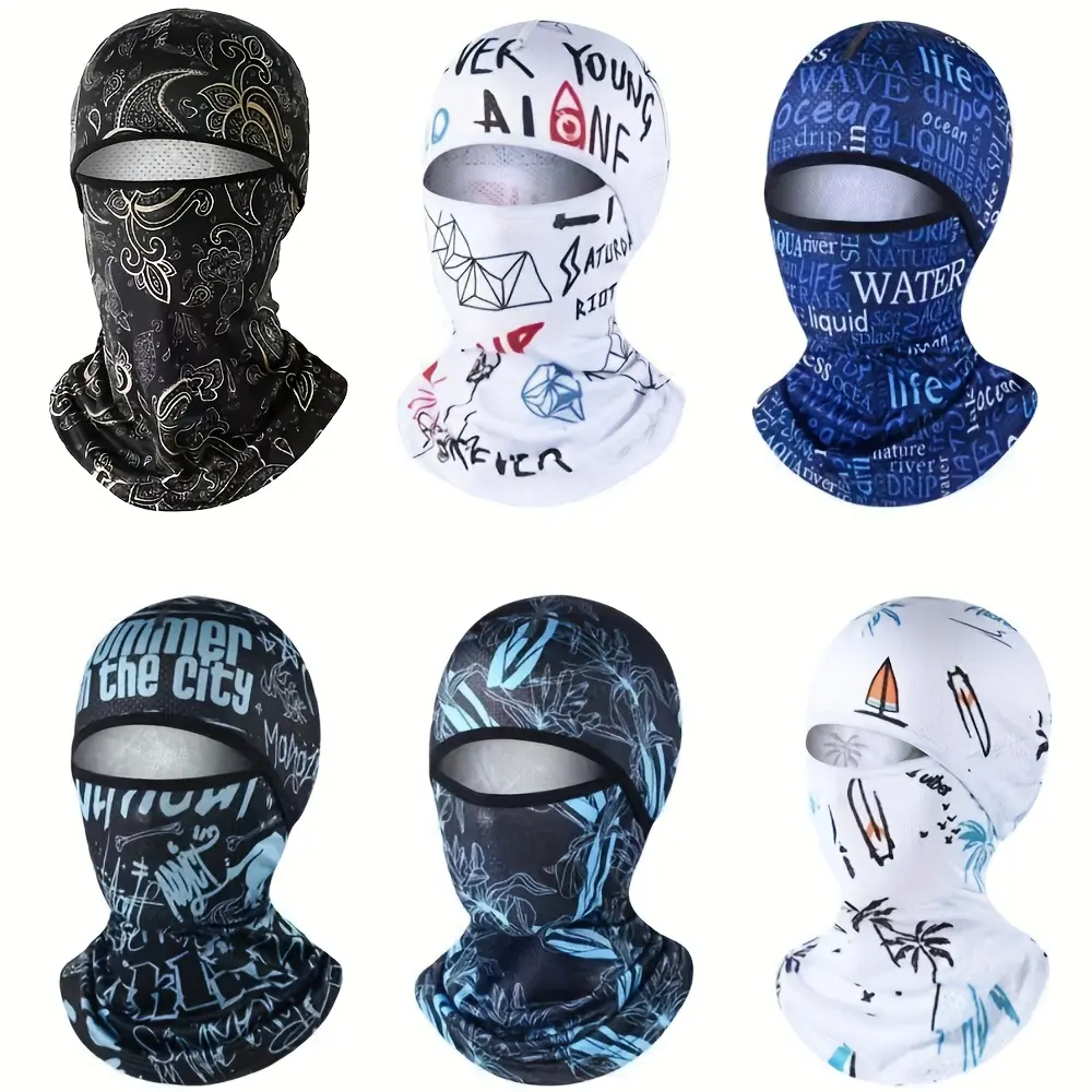 3pcs Random Color Men's Motorcycle Face Masks - Full Face, Breathable & Lightweight, Adjustable Fit for Summer Outdoor Activities, Fishing, and Motorcycle Riding, Motorcycle Gear, Outdoor Headwear, Stylish Headgear