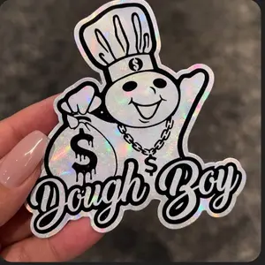 Double layer Dough Boy 5x4 Mirror Vinyl Sticker - Fun Design for Any Surface