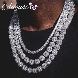 Hip Hop Cubic Crystal Rock Sugar Cubic Zirconia Tennis Necklace for Men and Women with Exquisite Packaging