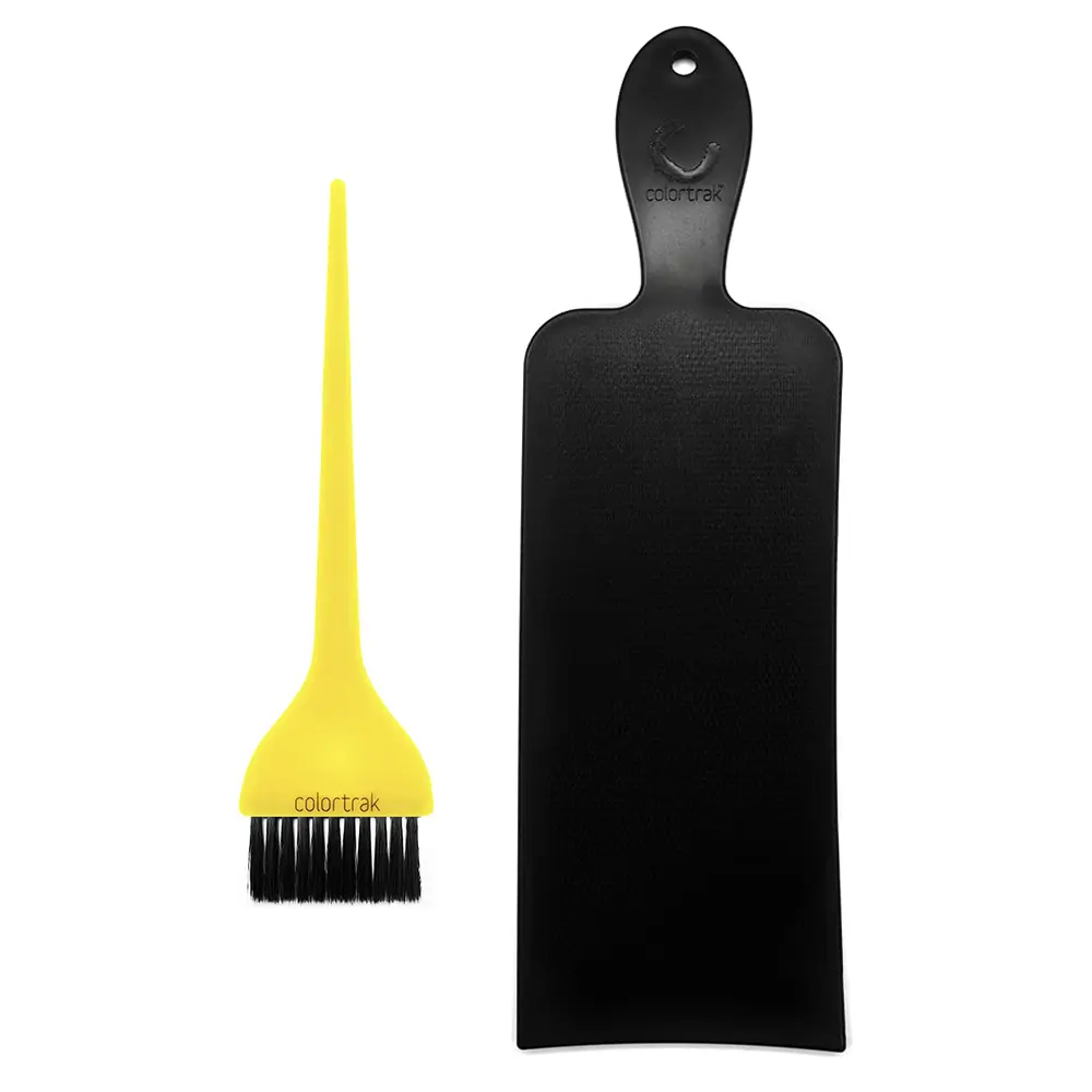 Colortrak Balayage Board and Brush Set - Balayage Tool with Feather Bristles, Textured Sides for Hair Styling, Handle