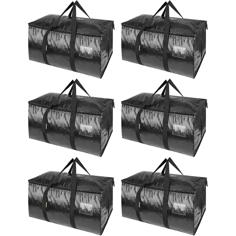 6Pack Oversized Moving Bags with Reinforced Handles HeavyDuty Storage Tote for Clothes Moving Supplies Black 6Pack