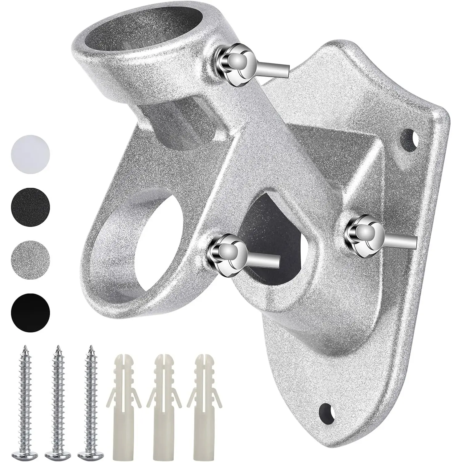 Heavy Duty Aluminum Alloy Flag Pole Holder, 1-Inch Inner Diameter Metal Flagpole Mount Bracket with Stainless Hardware for Outside House & Truck, Secure Fixation, Wind Resistant, Rust Proof, All Seasons Use