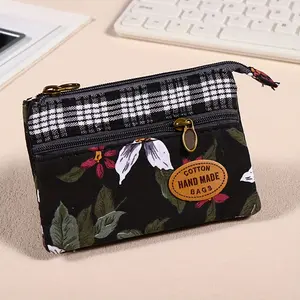 Trendy Floral Small Coin Bag - Safe Card Storage & Multi-Tiered Change Wallet for Easy Organization