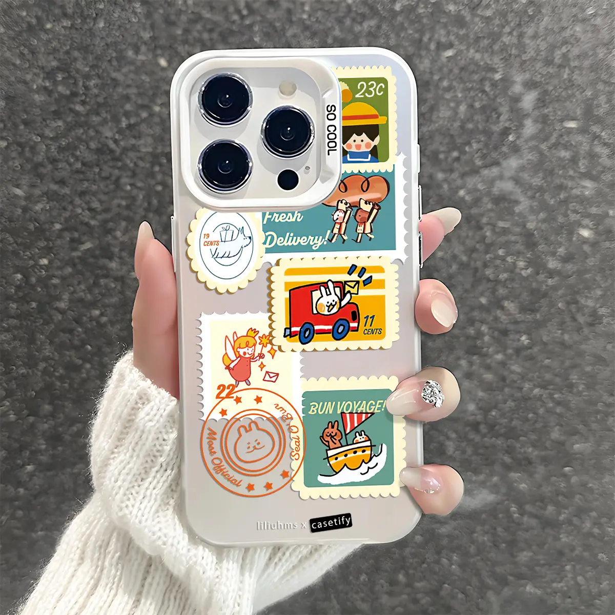 Postman Party Pattern Shockproof Phone Case for iPhone 7 8 X Xsmax 11 12 13 14 15 16 Pro Max Plus Protecitve Cover Affordable Trendy Y2k Drop-Proof