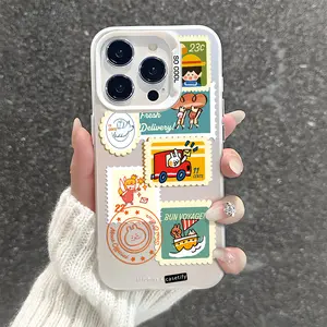 Postman Party Pattern Shockproof Phone Case for iPhone 7 8 X Xsmax 11 12 13 14 15 16 Pro Max Plus Protecitve Cover Affordable Trendy Y2k Drop-Proof