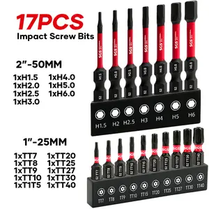 17 Pcs Industrial Torx/Internal Hex Screwdriver Bits, S2 Alloy Steel 60-62 HRC, Impact And Wear-Resistant, Anti-slip Magnetic Drill Bits, Ultra-high Torque, 1/4 Inch Hex Shank, Designed For Automotive, Machinery, Home Repair, Handicrafts