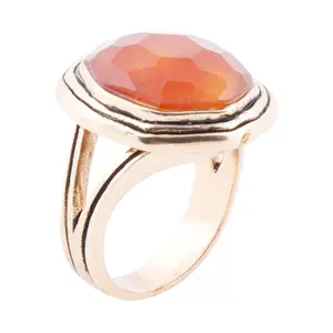Barse Artisan Crafted Bronze River Rocks OrangeQuartz Ring