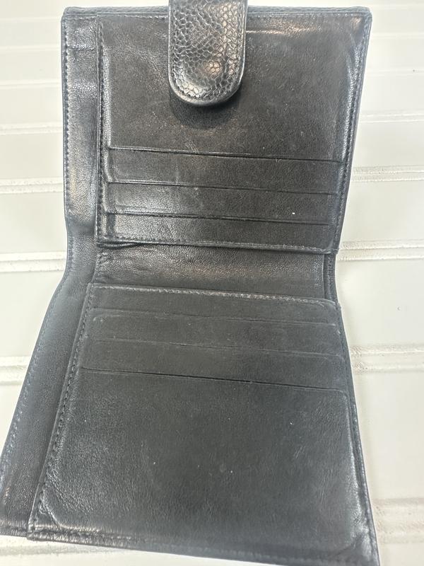 Pre-owned CHANEL Leather Small Leather Goods Bifold Wallet Black Caviar with Coco Brand 200 4