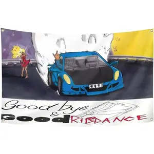 Juic Hip Hop Rapper 3x5 Ft Flag Tapestry Goodbye and Good Riddance for Bedroom Living Room Dorm Wall Decor Metal Smooth durable room Home Art Decoration Design