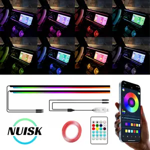 Car Interior Hidden Acrylic LED Ambient Light, 256-Color RGB Dream Color Lighting Strip, Ultra-Slim Hidden Design, Universal Decorative Light for Car Dashboard & Door Panels