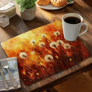 212 MAIN Dandelion Fire White Braided Polyester Placemat, 14x18 in Tableware, Coasters for Table, Cozy Home Accessory for Table Top & Desk Setup Aesthetic, Conscious Sales CBPM1418T0GBUU