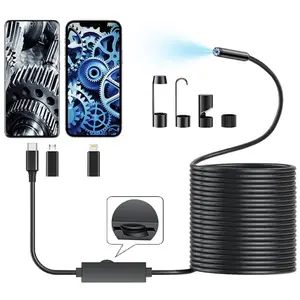 Endoscope Camera with Light, 1920P HD Borescope Tools with 8 Adjustable LED Lights, Endoscope with Semi-Rigid Snake Camera, Inspection Borescope for iOS and Android - 16.4ft Single Lens