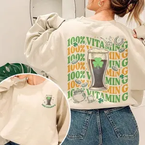 [Sale Up To 50%] Vitamin G Guinness Beer Sweatshirt, Funny Patrick Day Drinking Sweatshirt, Shamrock Feeling Lucky, Irish Pub Patty Tee, streetwear graphic tee