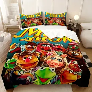 3Pcs，The Muppet Show,Multi three-piece set, including 1 quilt cover and 2 pillowcases (without core), whether placed in the master bedroom, guest room or dormitory, can add a warm atmosphere to the space.