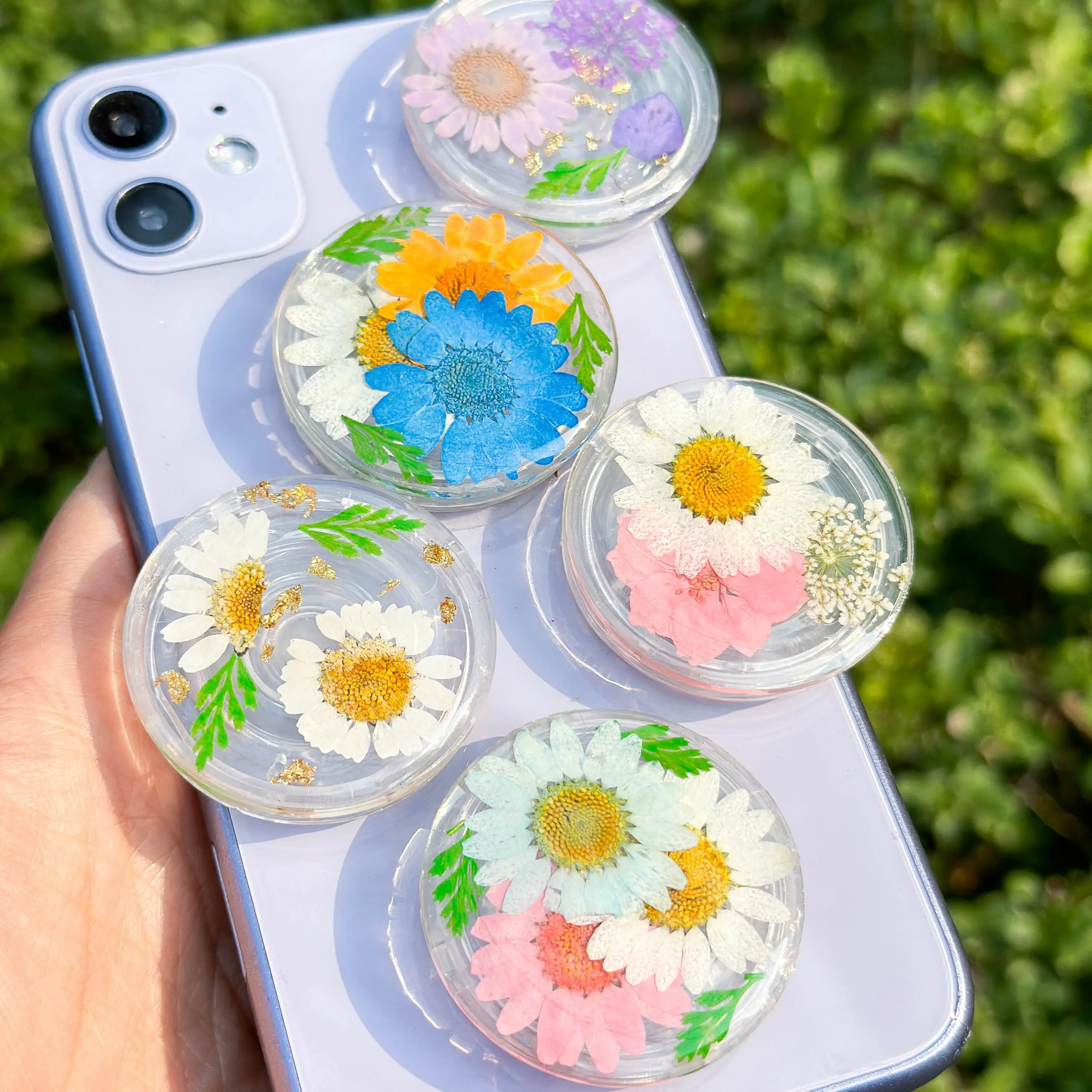 Acrylic Daisy Flower Phone Grip Holder, Fern Leaf Plant Phone Grip, Flower Phone Holder, Acrylic Phone Grip, Phone Charm, Magsafe Accessories