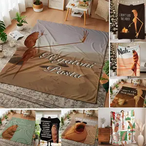 [Arrives After Christmas & New Year] 8 Designs Marcus The Worm Velveteen Throw Blanket, KMH  Silly Fun Meme Tapestry, Marcus The Worm Rigatoni Pasta Bedroom Decor, Funny Queen Bedspread Gift